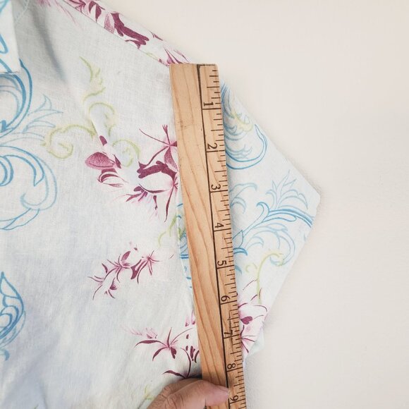 Tommy Bahama Girls Button Down Shirt Collar Floral Print M/8-10 Linen Blend - Picture 11 of 13